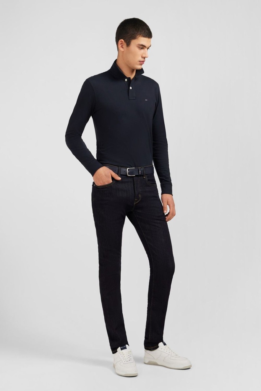 Eden Park Navy Blue Jeans In Stretch Cotton | Pants