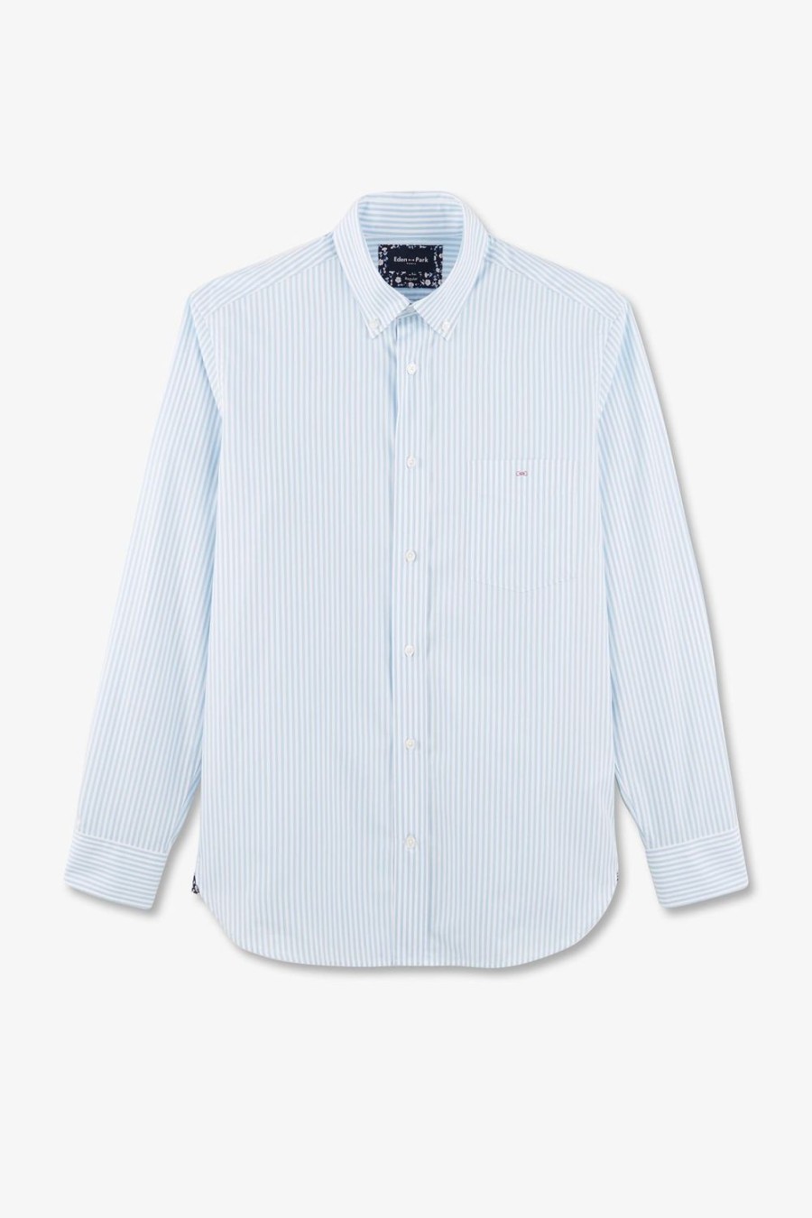 Eden Park Sky Blue Pinstriped Cotton Shirt In Regular Fit | Shirts