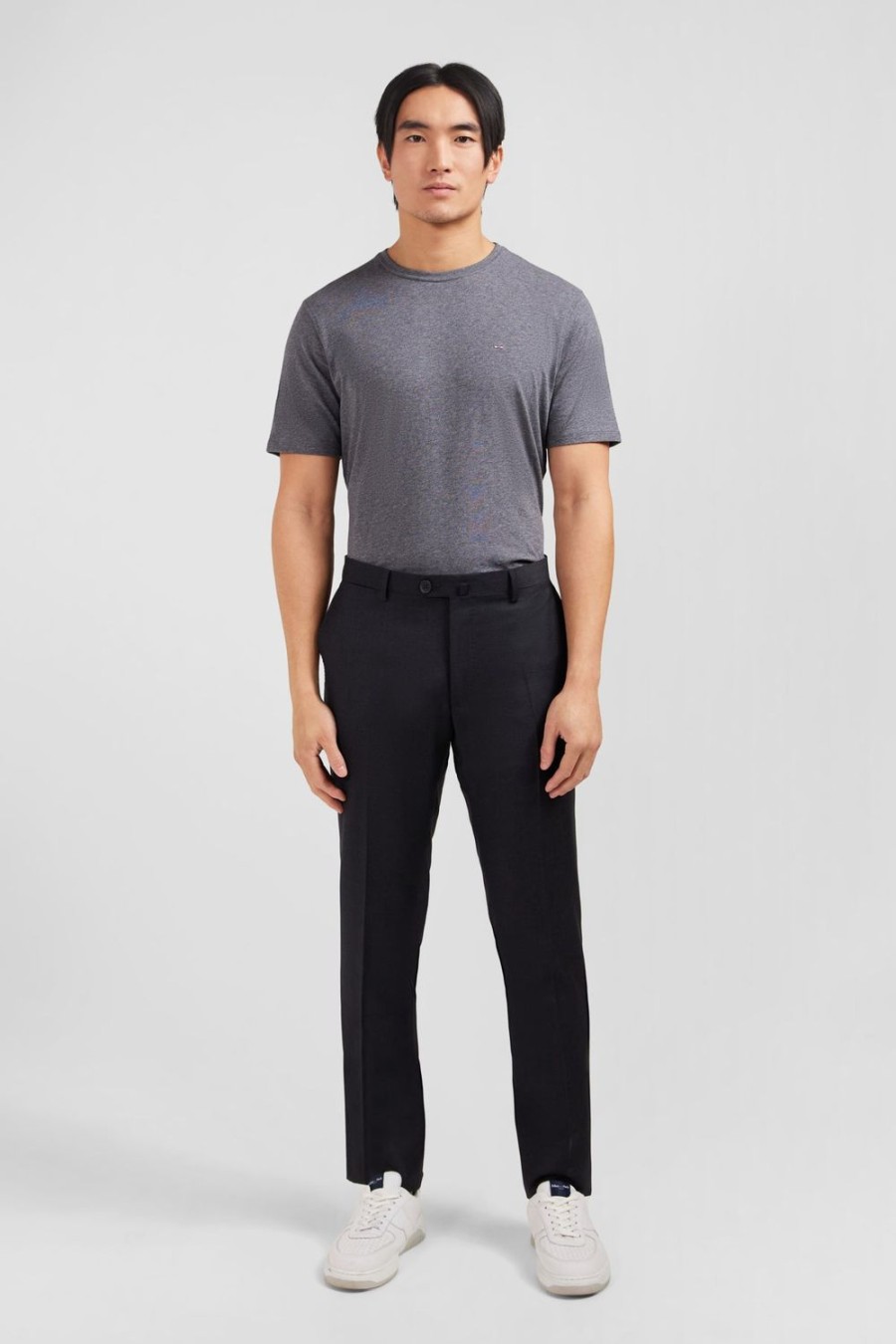 Eden Park Slim Dark Grey Wool Trousers With Broken Fold | Pants