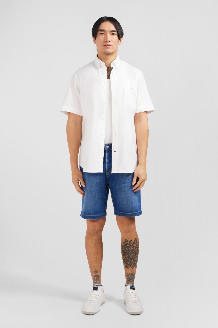 Eden Park Short Sleeved White Cotton Shirt | Short-Sleeved Shirts