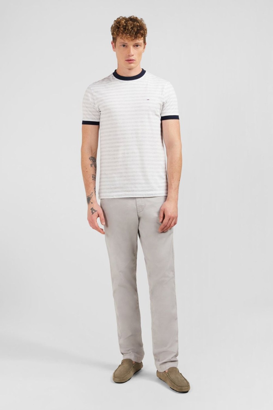 Eden Park White Short-Sleeved Striped T-Shirt | T-Shirts