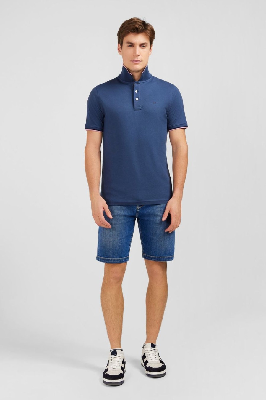 Eden Park Dark Blue Pique Polo Shirt In Pima Cotton | Polos