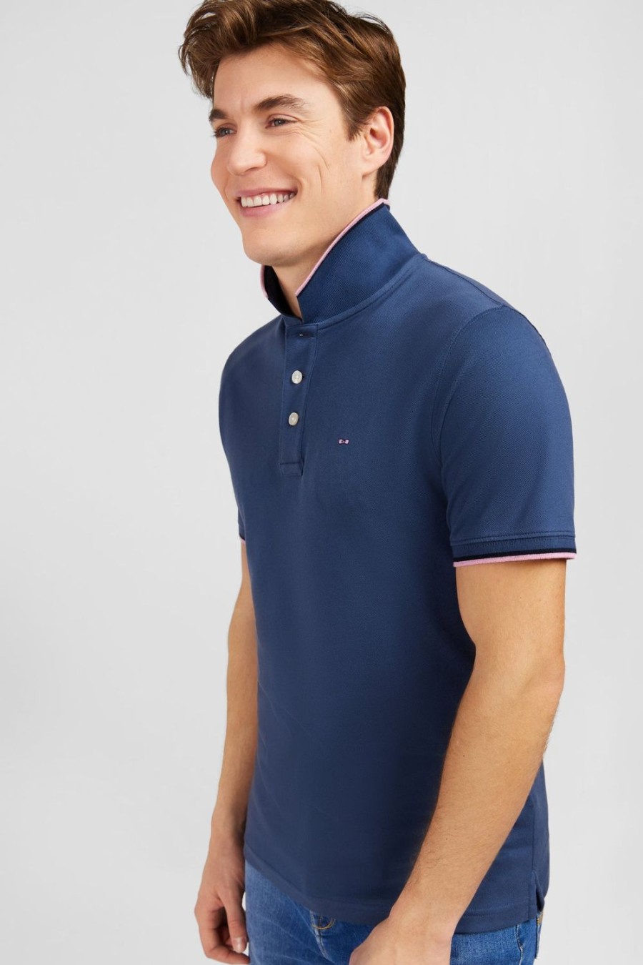 Eden Park Dark Blue Pique Polo Shirt In Pima Cotton | Polos