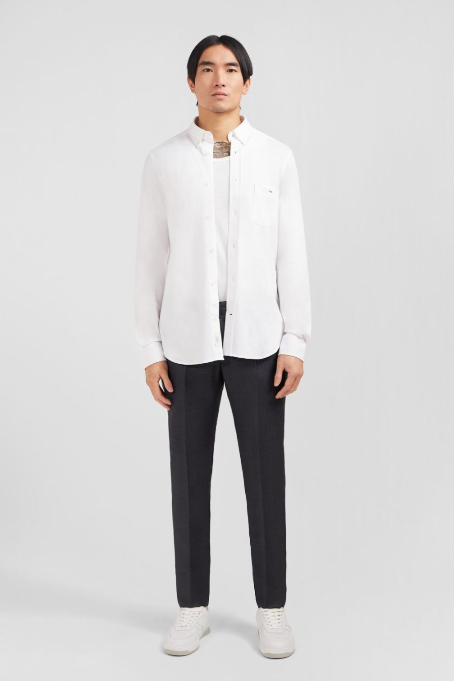 Eden Park White Cotton Pinpoint Shirt | Shirts