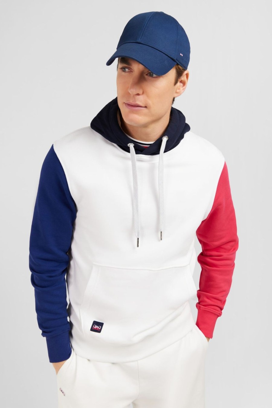 Eden Park White Colour-Block Hoodie | Sweatshirts