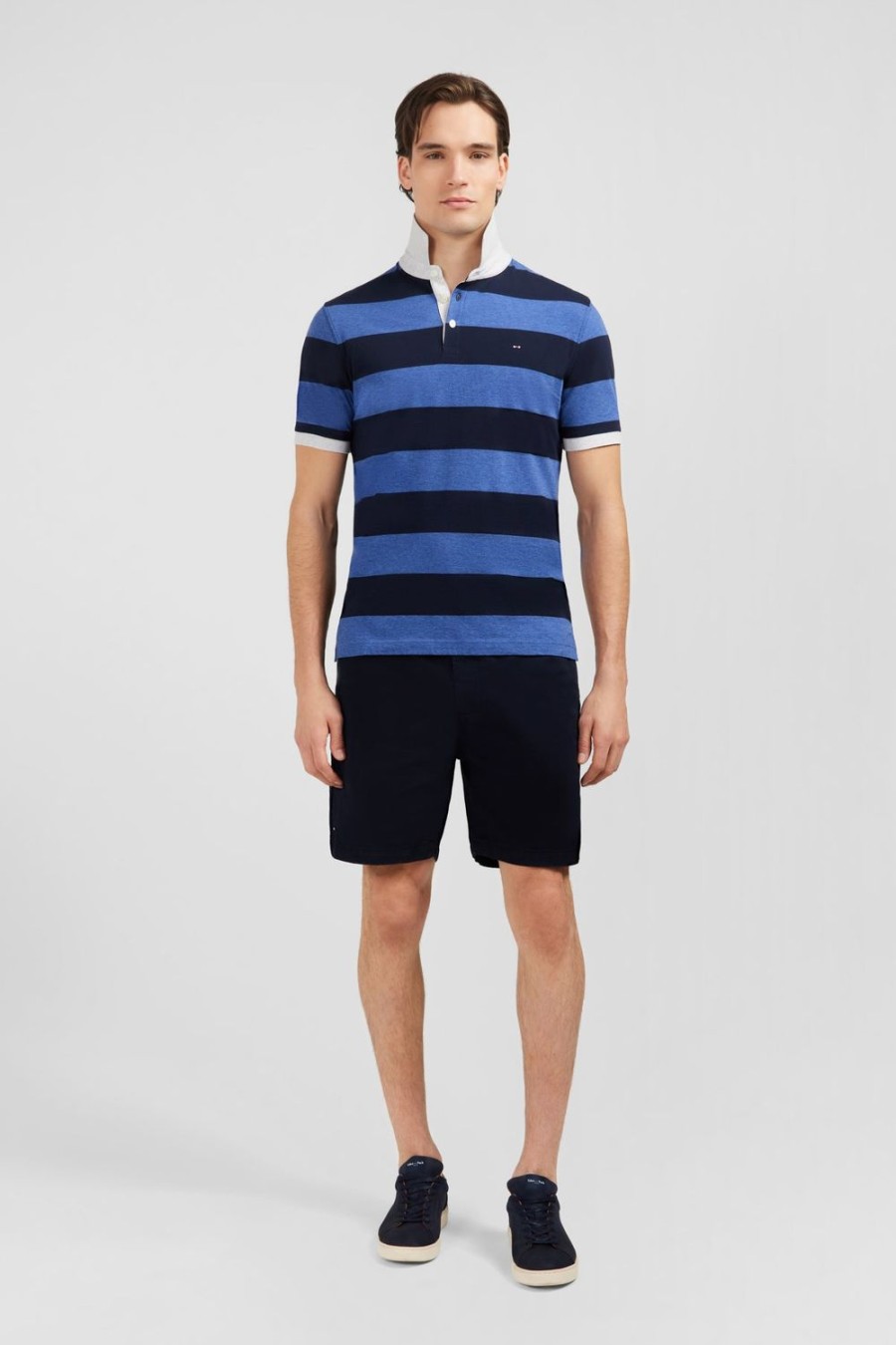 Eden Park Blue Striped Short-Sleeved Polo Shirt | Polos