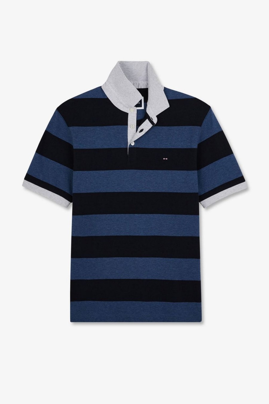 Eden Park Blue Striped Short-Sleeved Polo Shirt | Polos