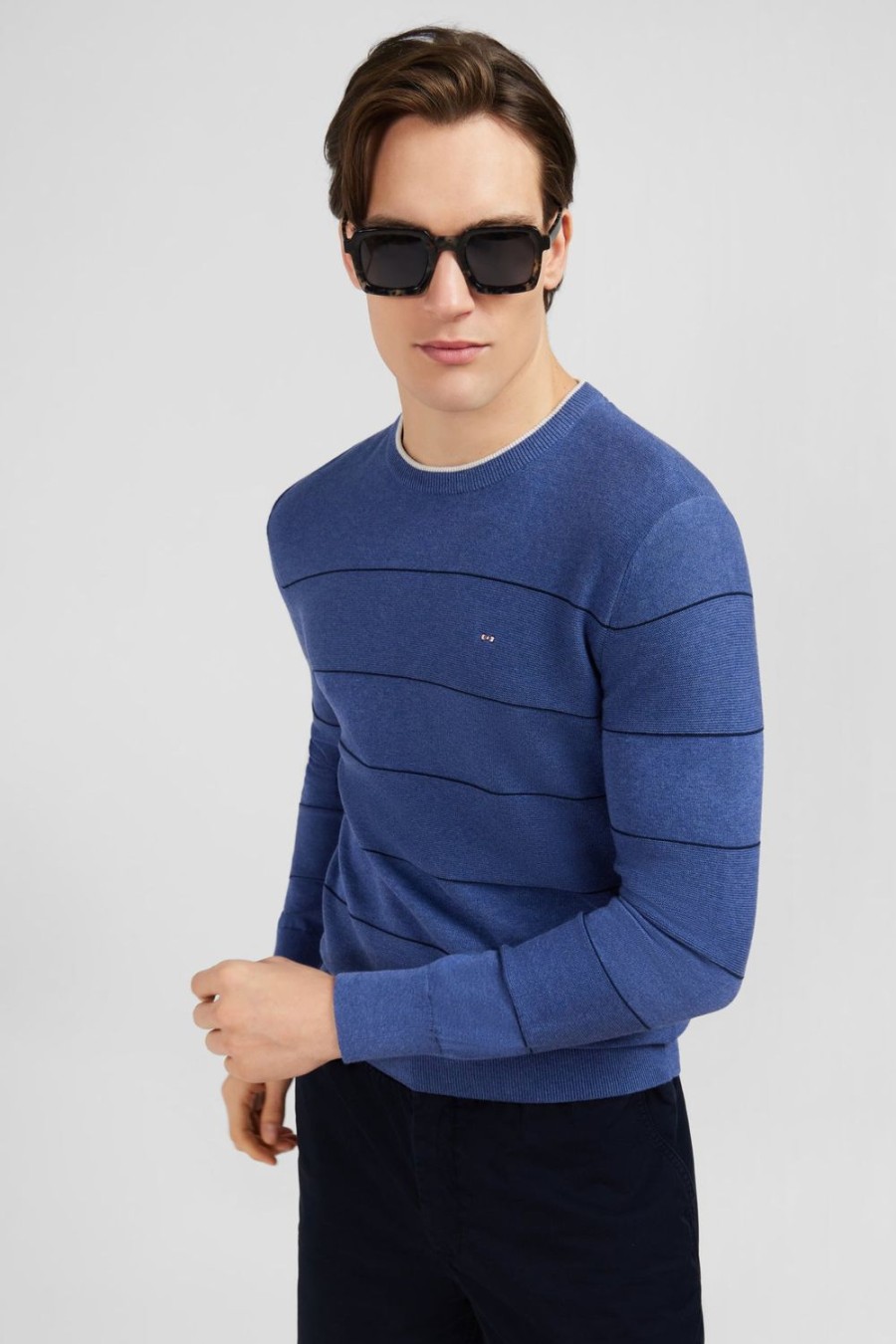 Eden Park Blue Striped Jumper In Combination Knit | Sweaters