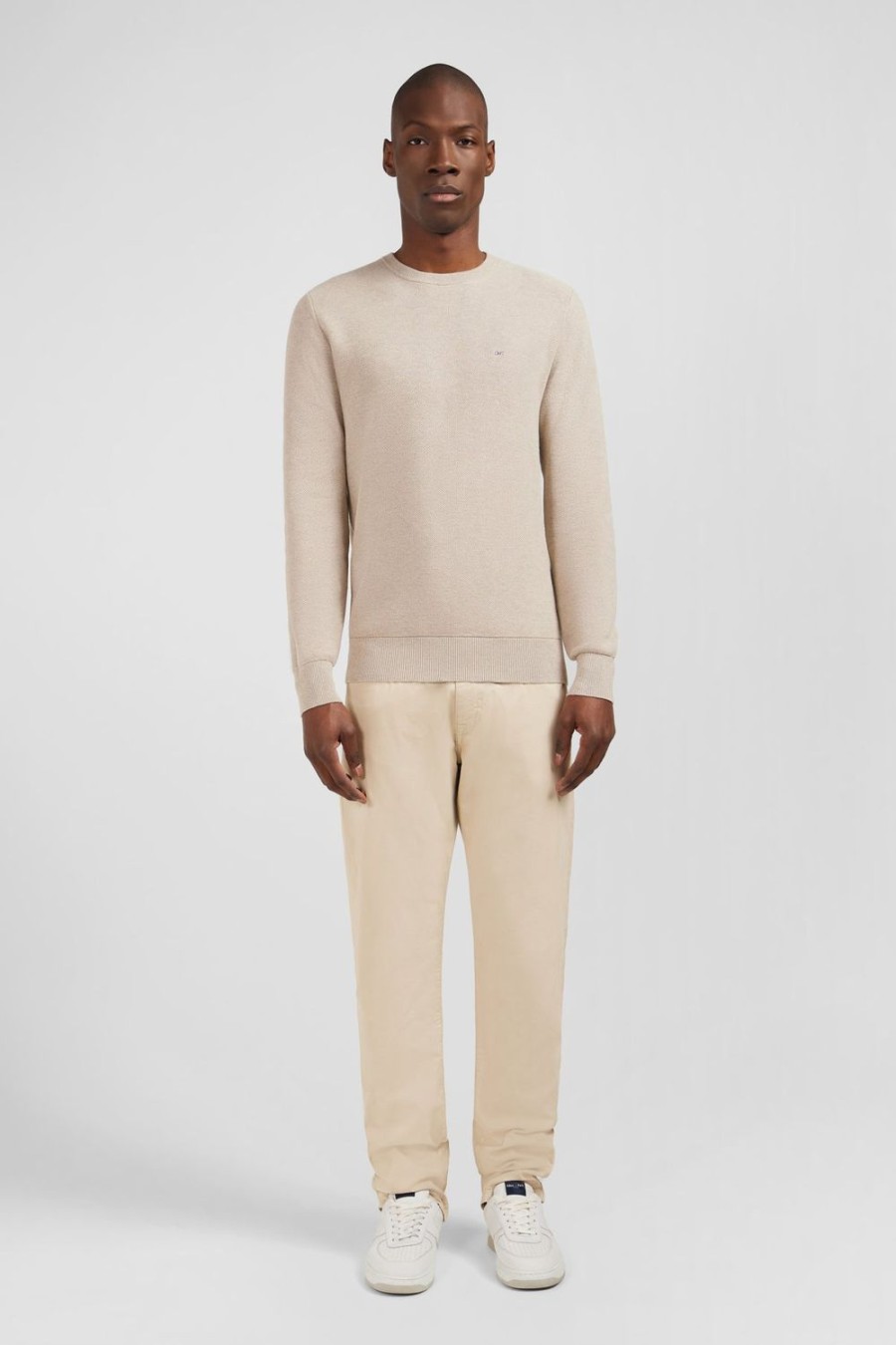 Eden Park Beige Jumper In Decorative Cable Knit | Sweaters