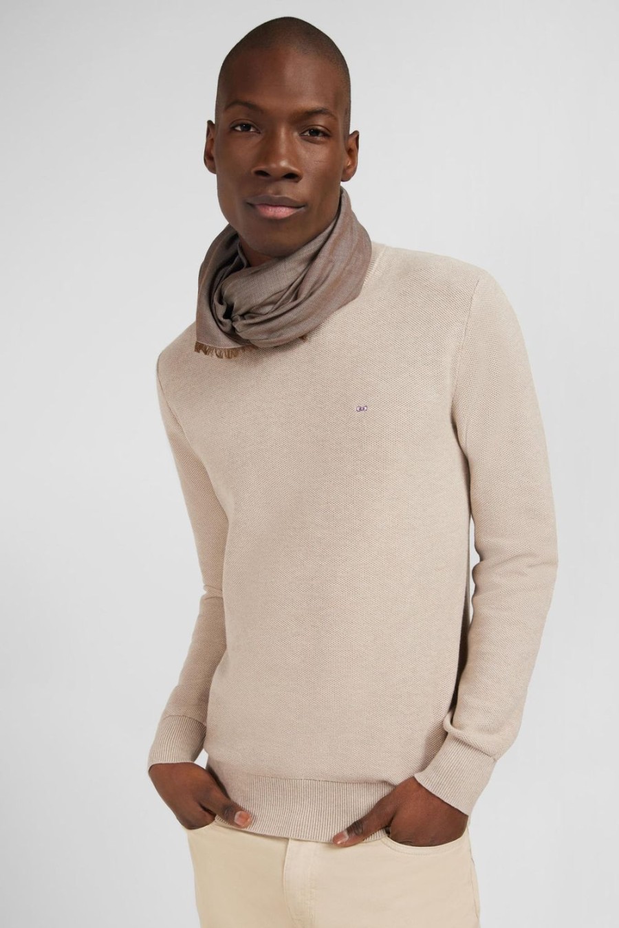 Eden Park Beige Jumper In Decorative Cable Knit | Sweaters