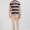 Eden Park Beige Striped Short-Sleeved Polo Shirt | Polos