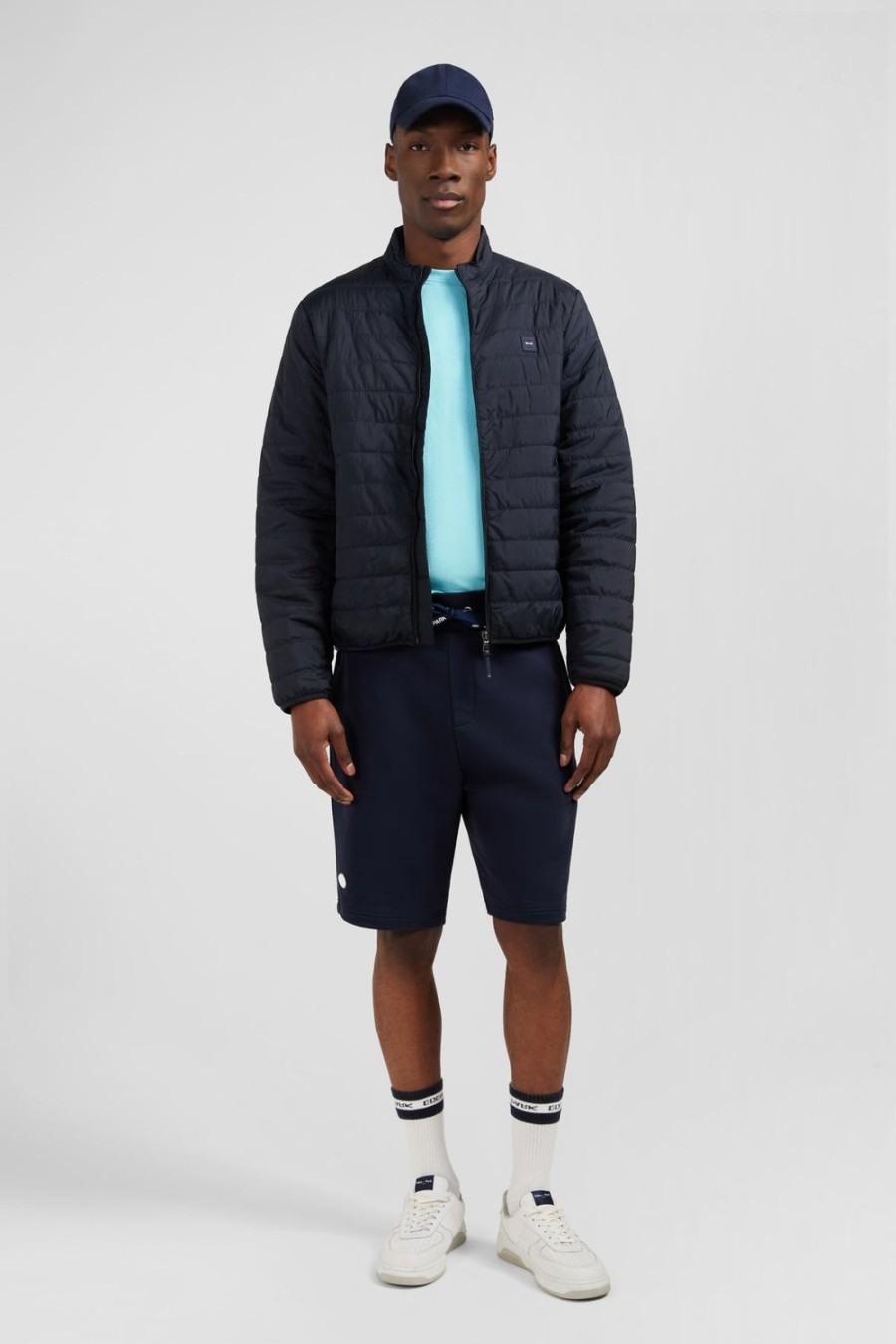 Eden Park Lightweight, Long-Sleeved Puffa Jacket In Dark Blue | Coats