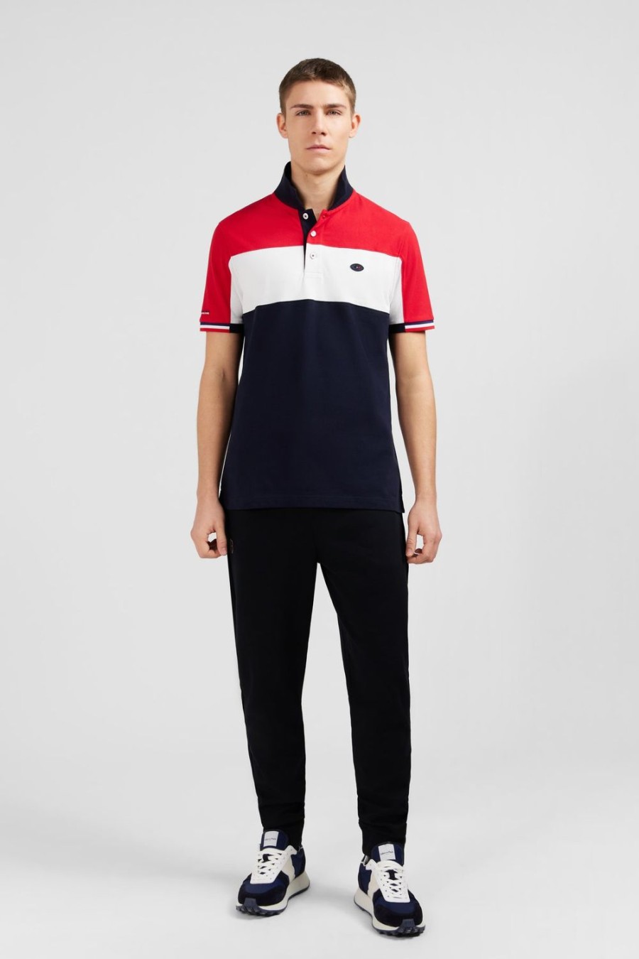 Eden Park Red Colour-Block Polo Shirt In Cotton Pique With Xv De France Embroidery | Polos