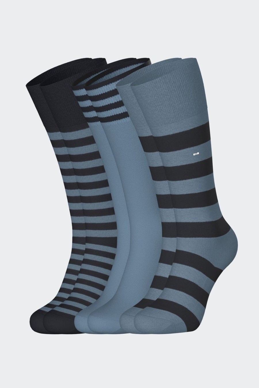 Eden Park Set Of 3 Pairs Of Striped Blue Socks In Stretch Cotton | Socks