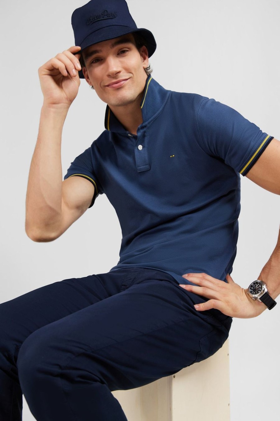 Eden Park Blue Polo Shirt In Pima Cotton | Polos