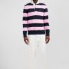 Eden Park Dark Blue Striped Polo Neck Sweatshirt | Sweatshirts