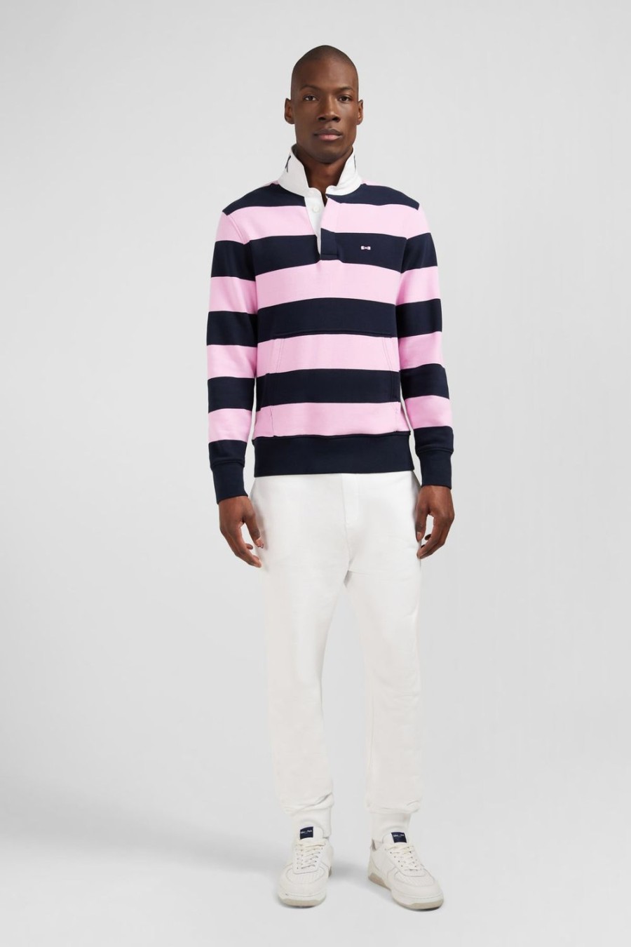 Eden Park Dark Blue Striped Polo Neck Sweatshirt | Sweatshirts