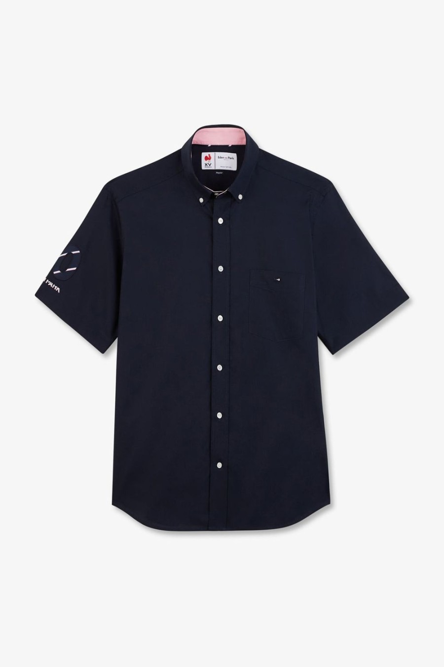 Eden Park Navy Blue Shirt With France Xv Embroidery | Short-Sleeved Shirts