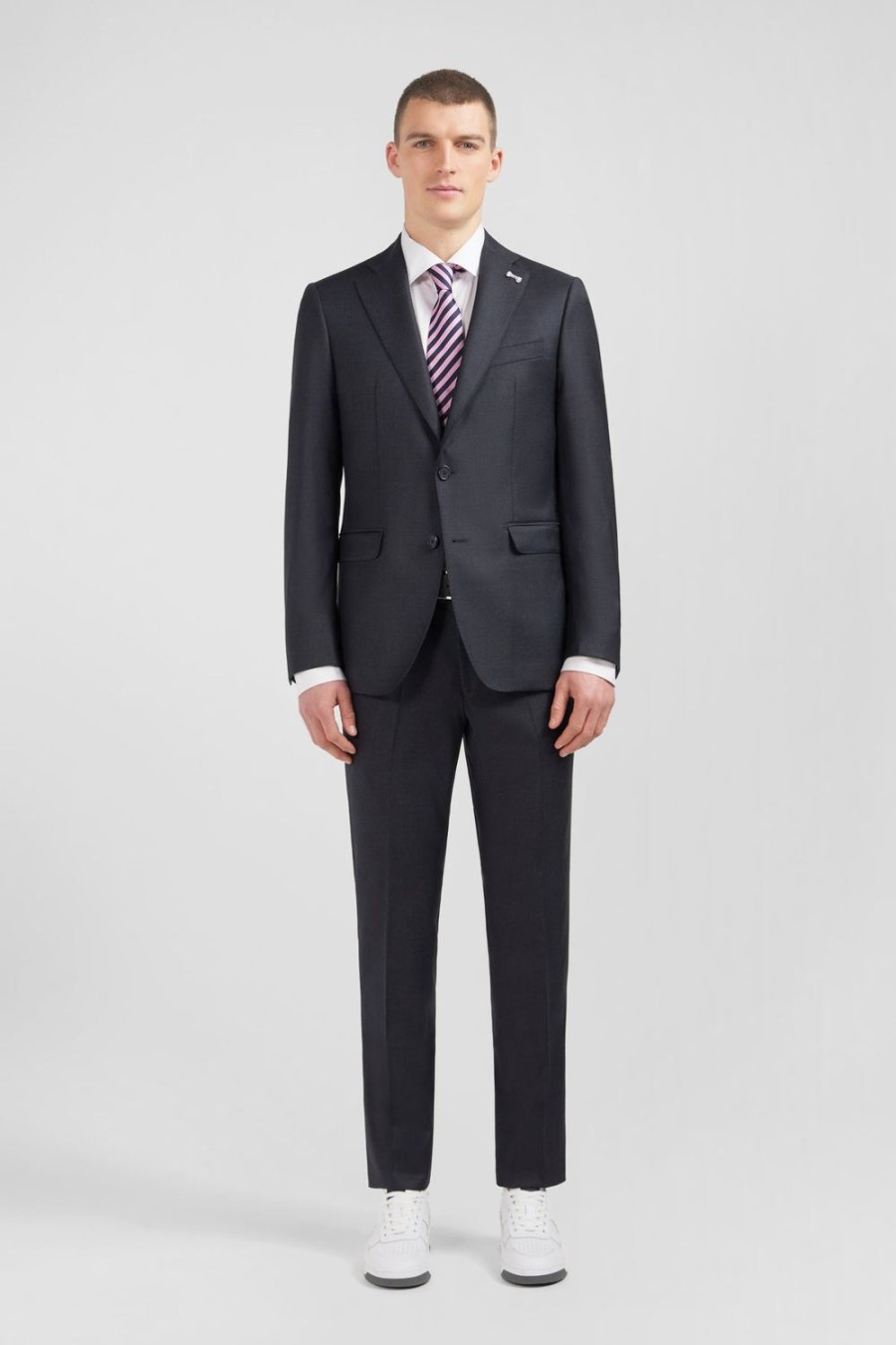 Eden Park Fitted Suit In Dark Grey Wool | Jackets