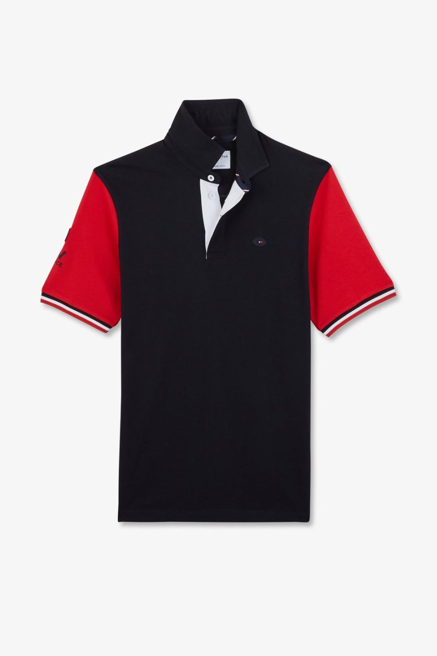 Eden Park Red Colour-Block Polo Shirt With Rooster Embroidery On The Back | Rugby Shirts