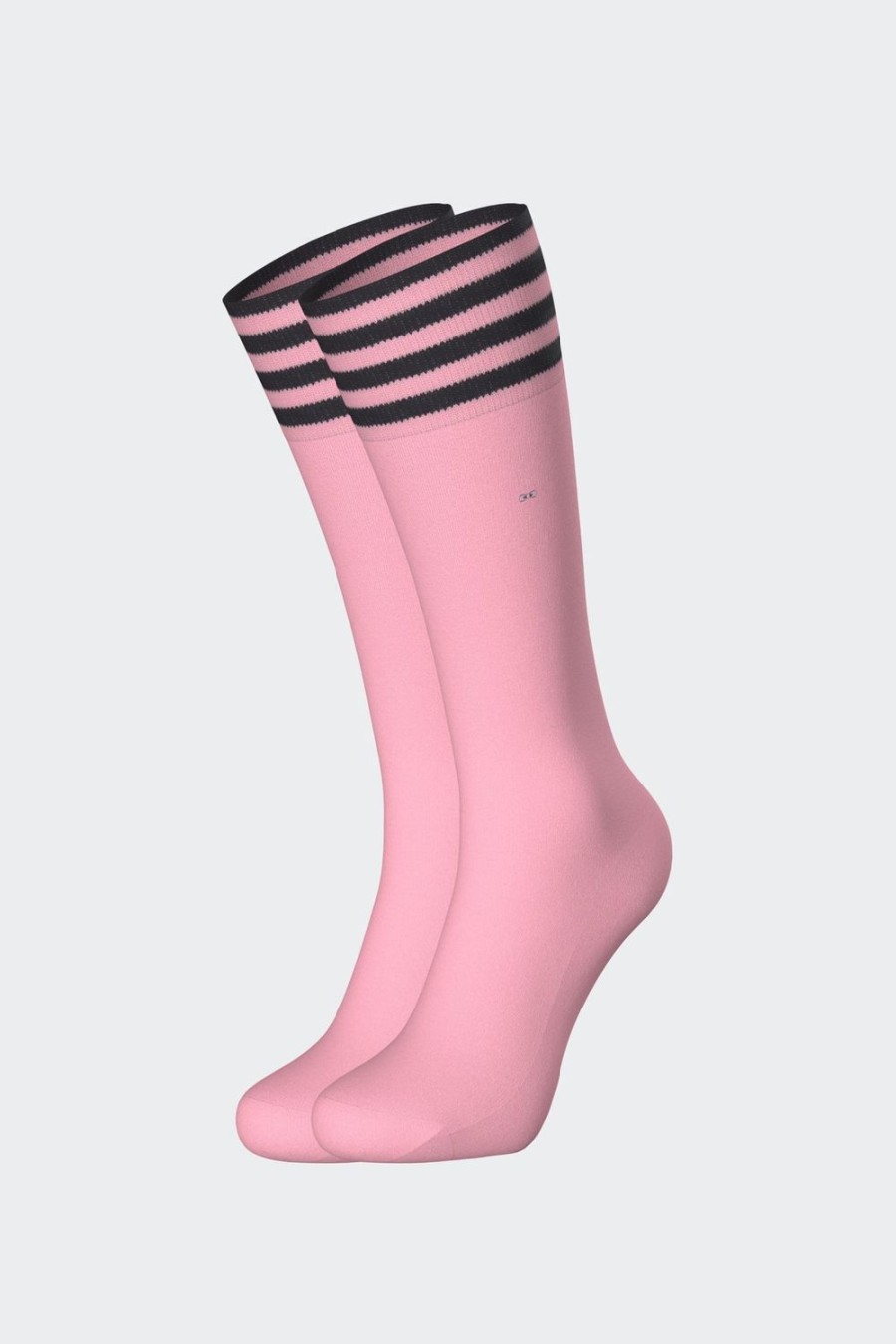 Eden Park Stretch Cotton Pink Socks With Striped Edges | Socks