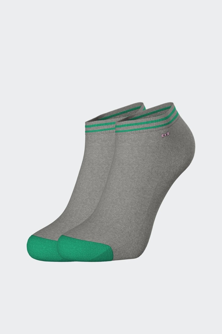 Eden Park White Low-Cut Socks In Stretch Cotton With Green Edges | Socks