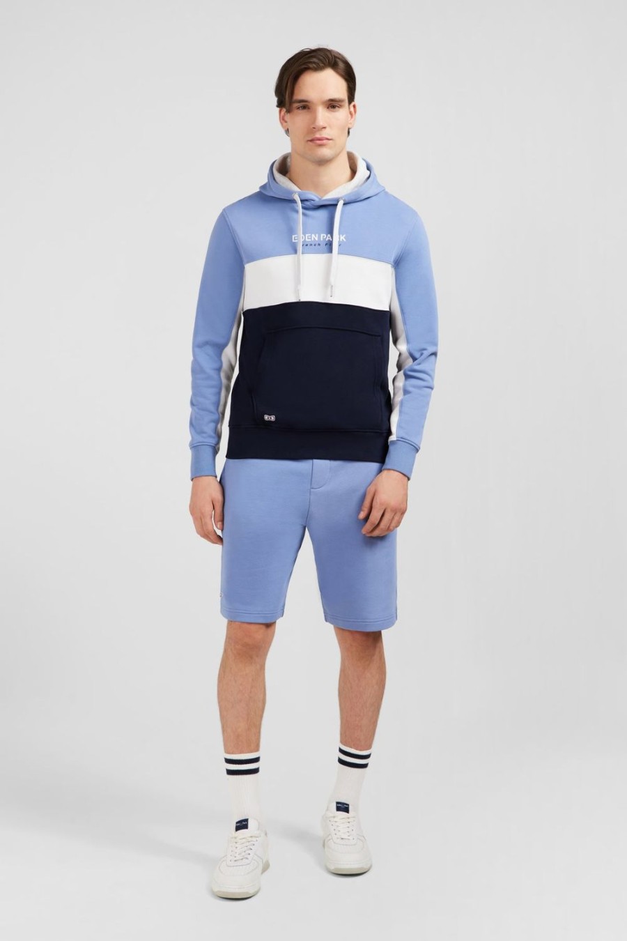 Eden Park Blue Colour-Block Hooded Sweatshirt | Sweatshirts