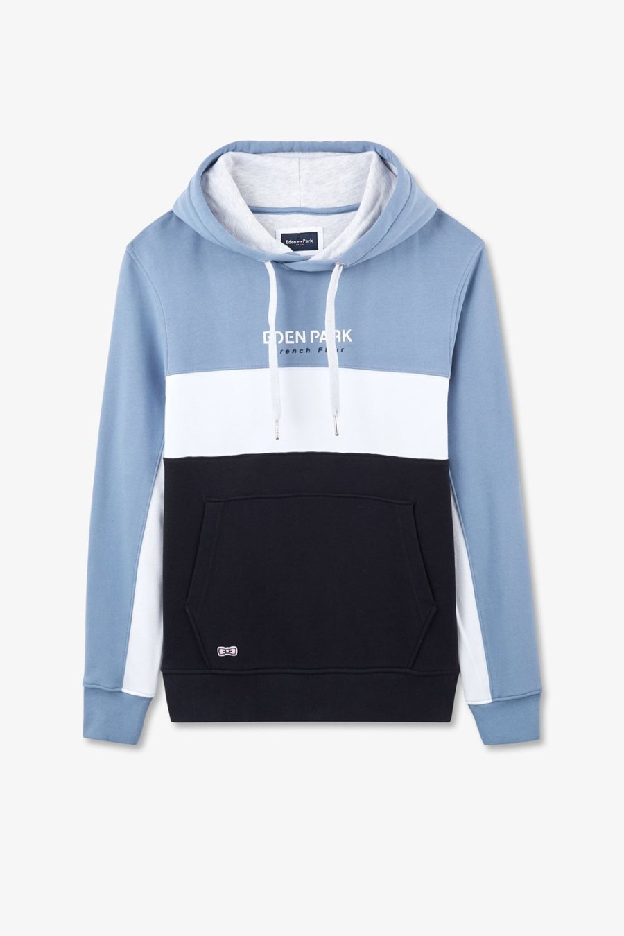 Eden Park Blue Colour-Block Hooded Sweatshirt | Sweatshirts