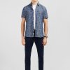 Eden Park Denim Shirt With Flower And Leaves Print | Short-Sleeved Shirts