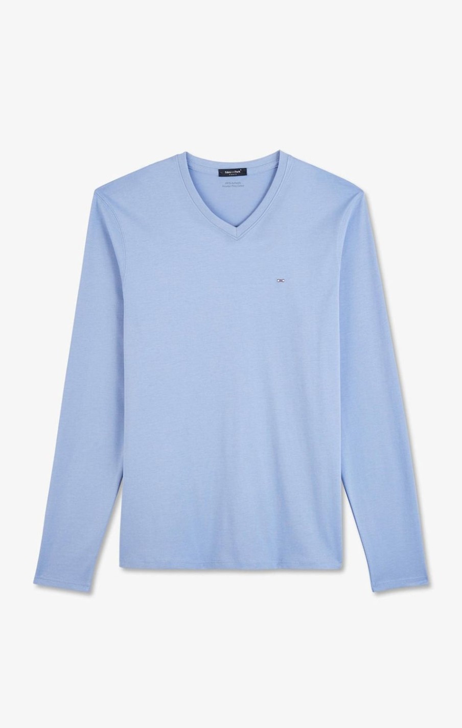 Eden Park Long Sleeved Blue V Neck T-Shirt | T-Shirts