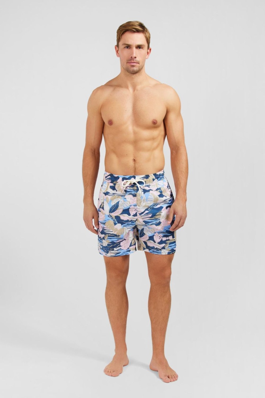 Eden Park Pink Swim Shorts With Exclusive Tropical Print | Swimwear