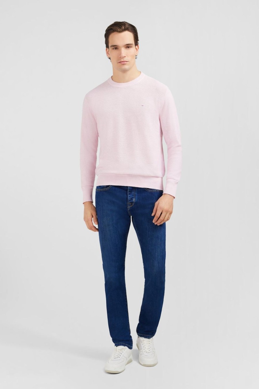 Eden Park Pink Jumper In A Linen Blend | Sweaters