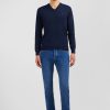 Eden Park Navy Blue V-Neck Cotton Jersey Jumper | Sweaters