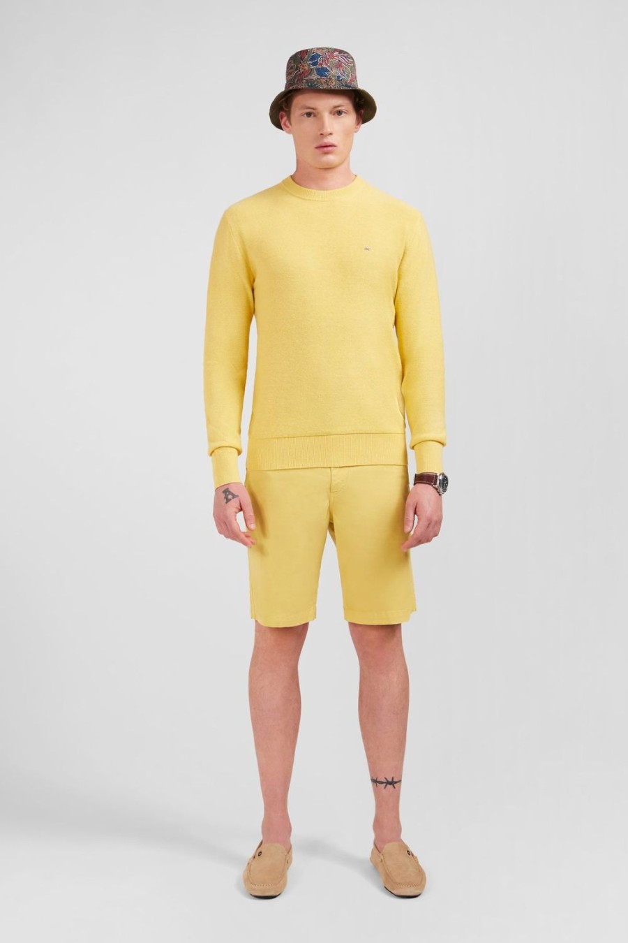 Eden Park Yellow Jumper In A Linen Blend | Sweaters