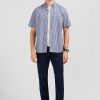 Eden Park Dark Blue Checked Blouse | Short-Sleeved Shirts