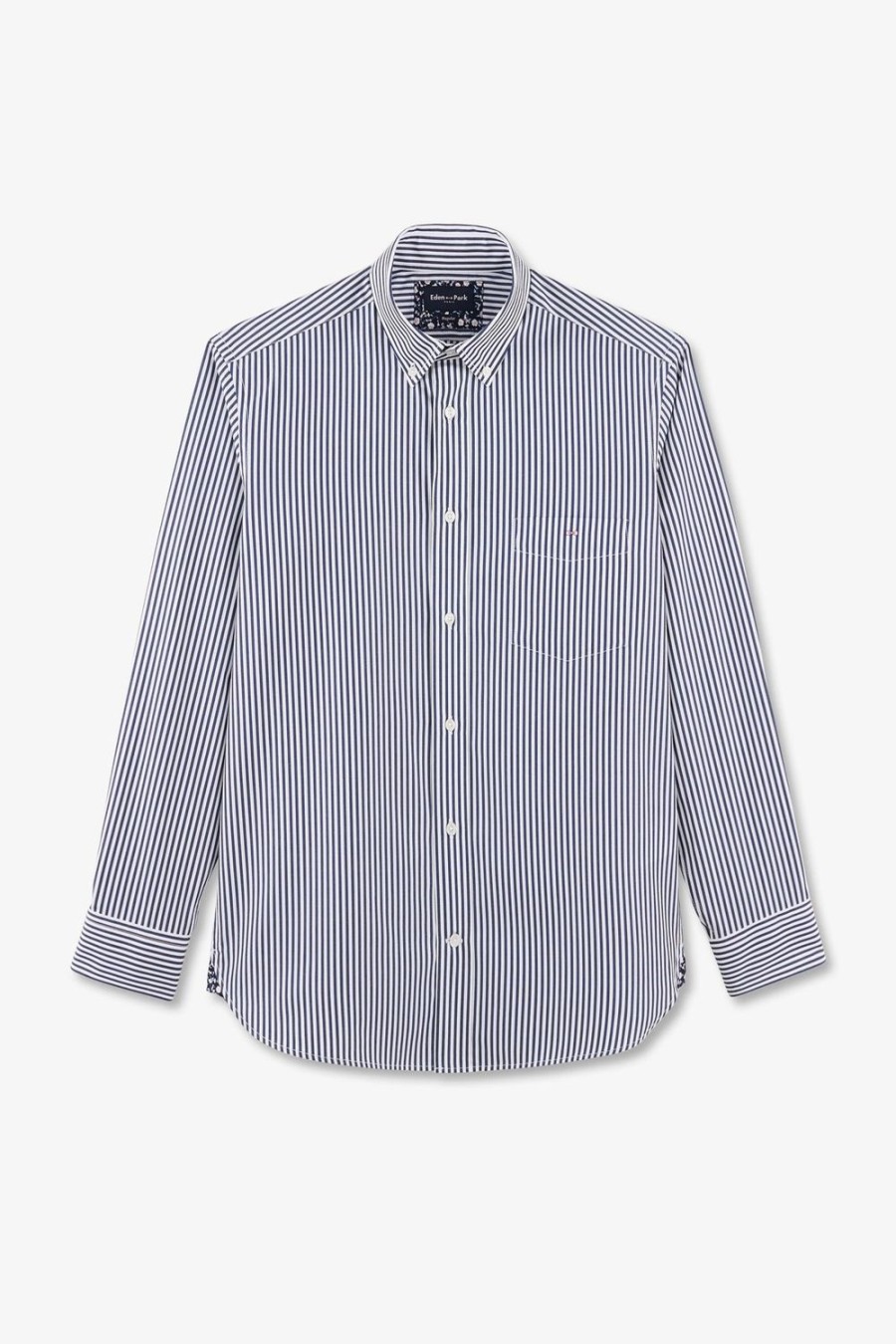 Eden Park Blue Pinstriped Cotton Shirt In Regular Fit | Shirts