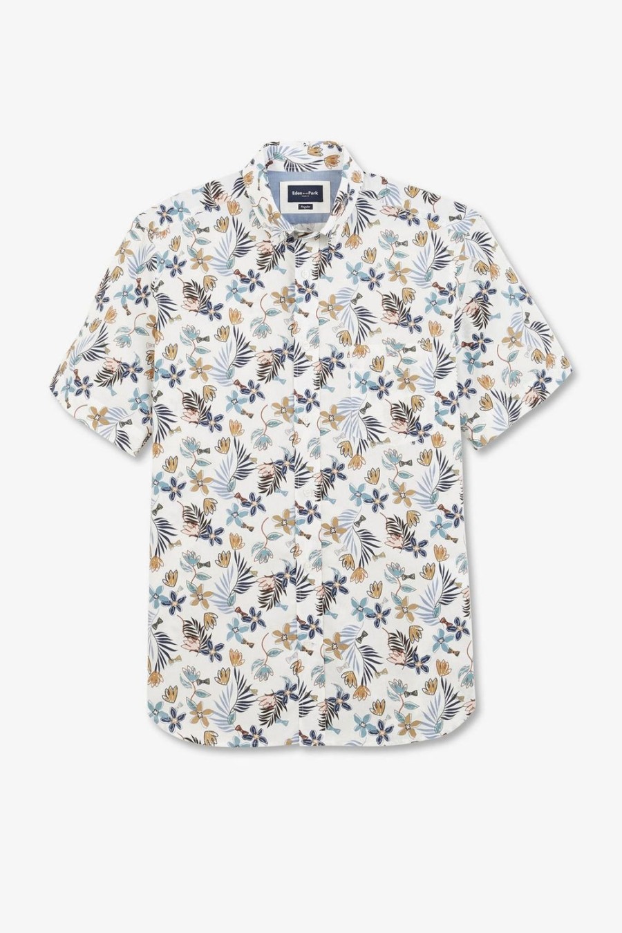 Eden Park White Shirt With Exclusive Floral Print | Short-Sleeved Shirts