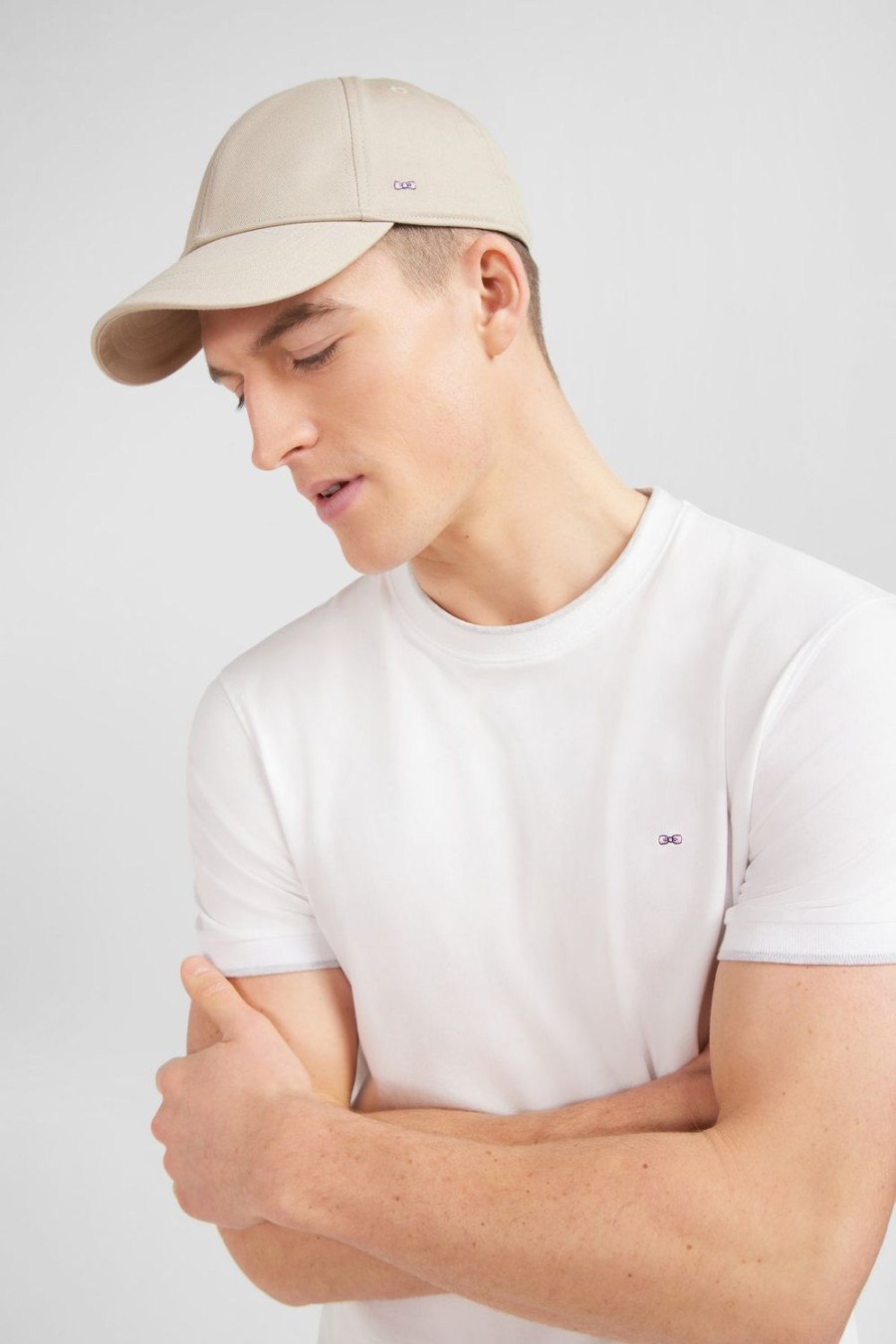 Eden Park Beige Cotton Canvas Cap With Bow Tie Embroidery | Caps