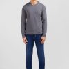 Eden Park Long Sleeved Grey V Neck T-Shirt | T-Shirts