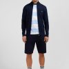 Eden Park Navy Blue Zip Cardigan In Combination Knit | Cardigans