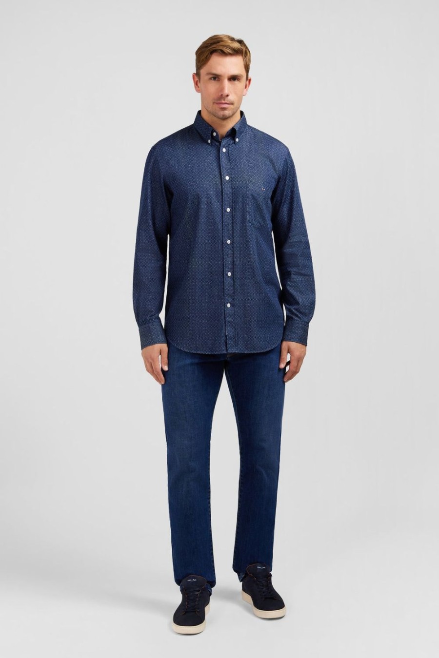 Eden Park Navy Blue Shirt With Exclusive Print | Shirts