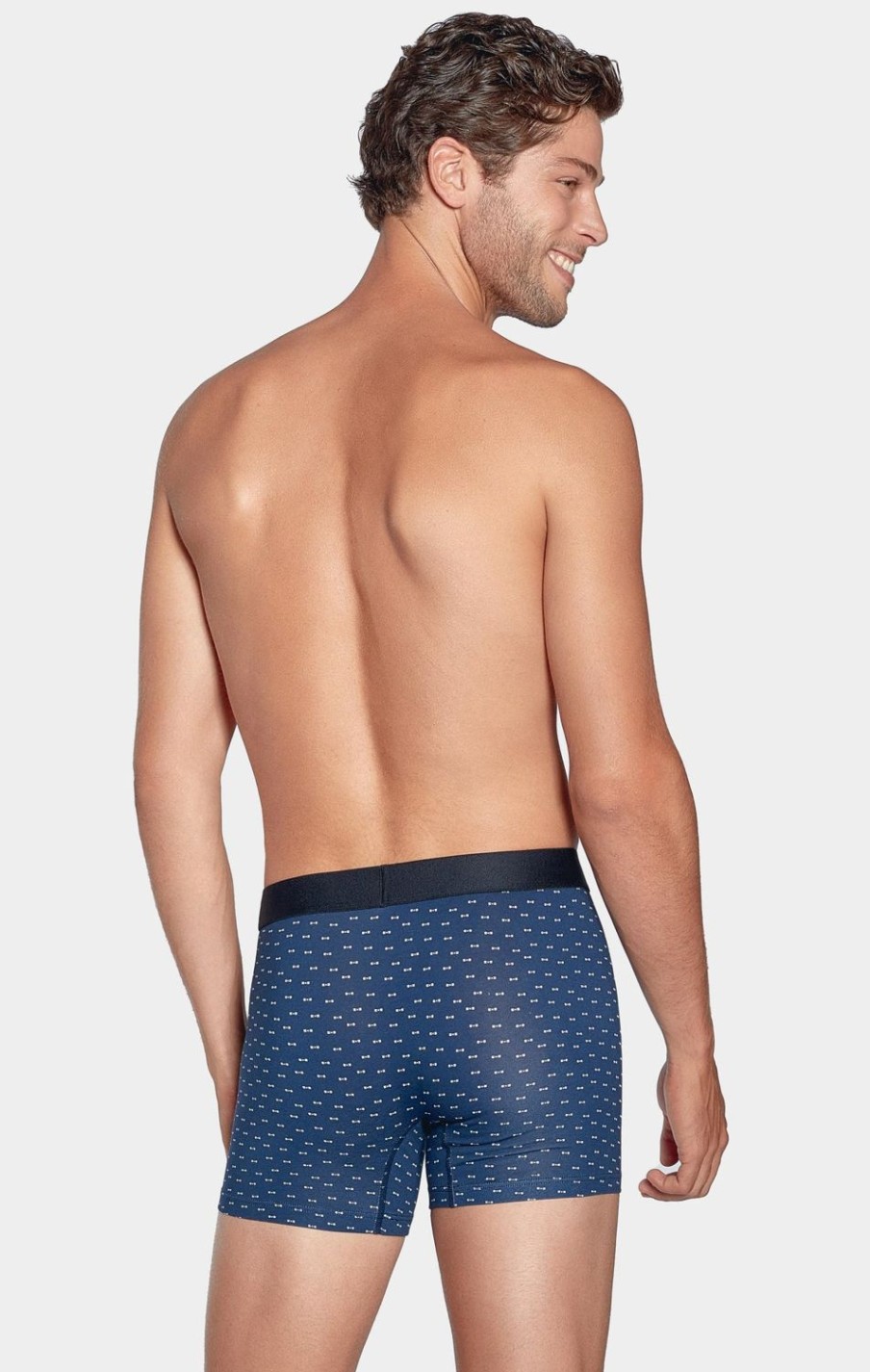 Eden Park Grey And Pink Boxers In Stretch Cotton With Bow Tie Micro-Pattern | Underwear