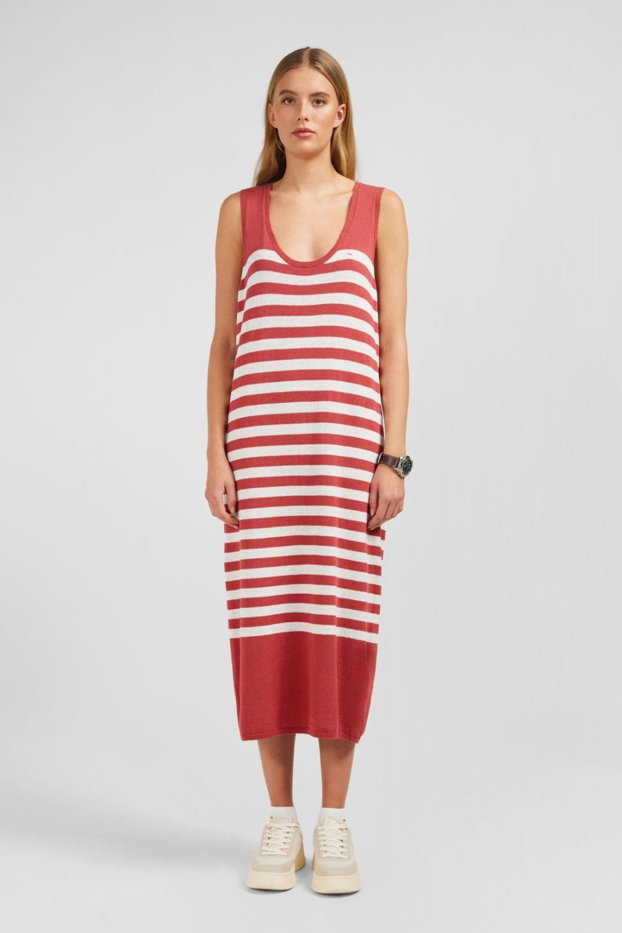 Eden Park Red And White Striped Tank Dress In Linen And Cotton | Dresses