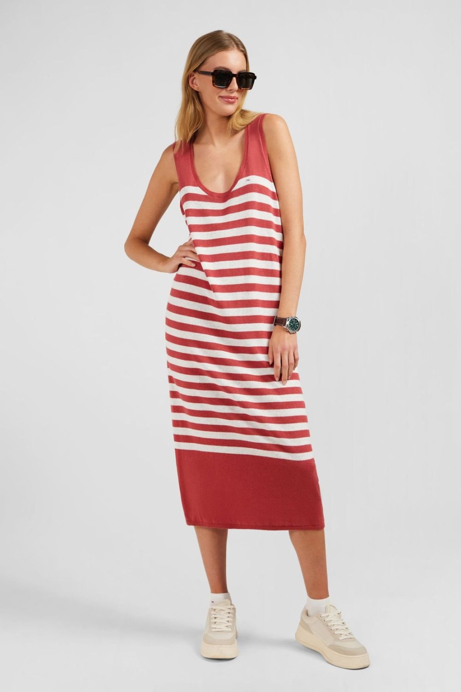 Eden Park Red And White Striped Tank Dress In Linen And Cotton | Dresses