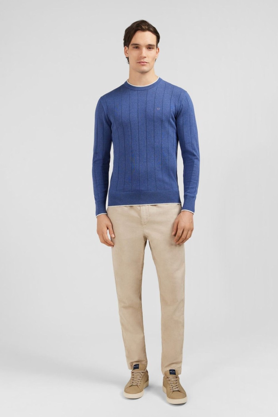 Eden Park Blue Jumper In Decorative Cable Knit | Sweaters