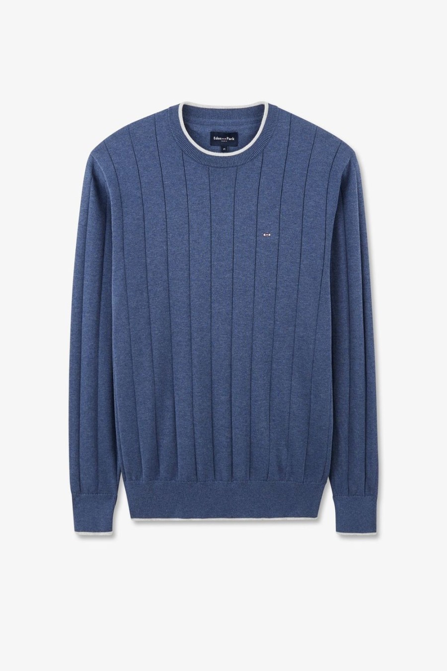 Eden Park Blue Jumper In Decorative Cable Knit | Sweaters