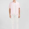 Eden Park Pink Checked Cotton Dobby Shirt | Short-Sleeved Shirts