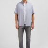 Eden Park Blue Shirt In Cotton Dobby | Short-Sleeved Shirts