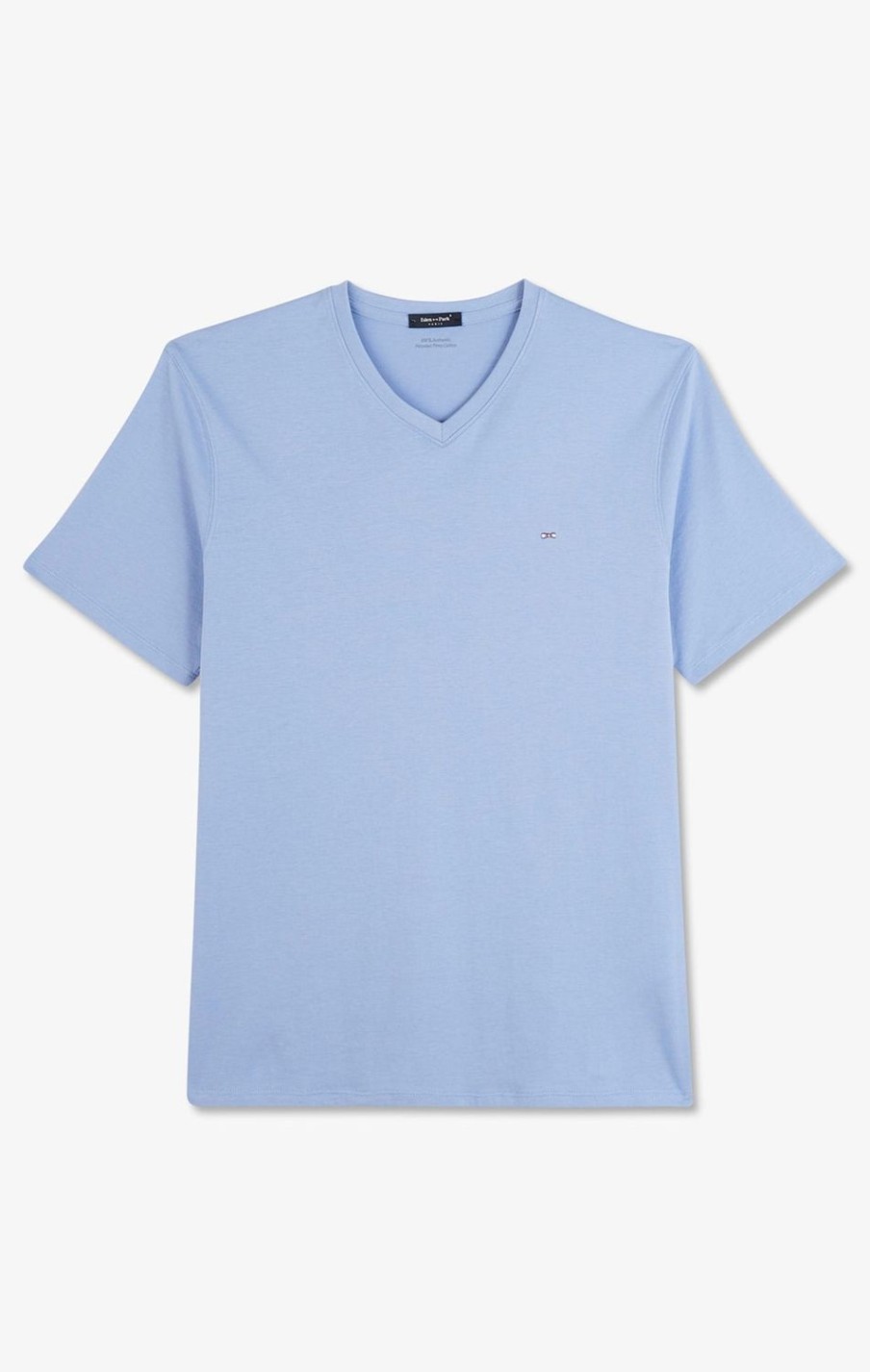 Eden Park V-Neck Blue Light Pima Cotton T-Shirt | T-Shirts