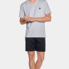 Eden Park Cotton Jersey Short Grey Pyjamas With Micropatterned Shorts | Pyjamas